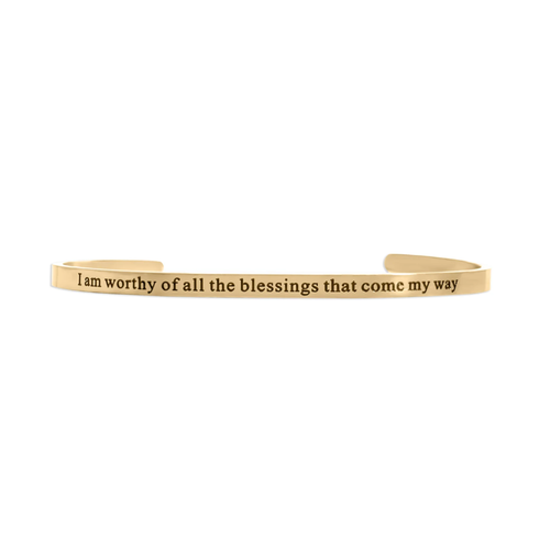 "I am worthy of all the blessings that come my way" Affirmation Bracelet  – 18K Gold Plated