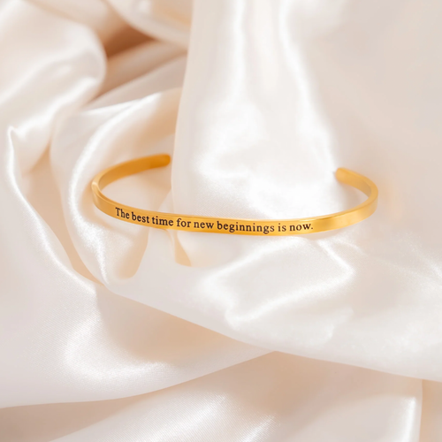 "The Best Time For New Beginnings Is Now" Affirmation Bracelet  – 18K Gold Plated