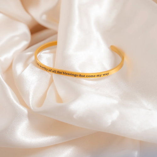 "I am worthy of all the blessings that come my way" Affirmation Bracelet  – 18K Gold Plated