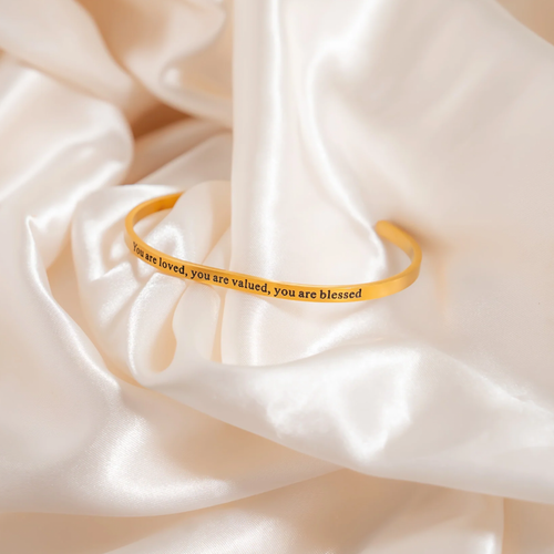 "You Are Loved, You Are Valued, You Are Blessed" Affirmation Bracelet  – 18K Gold Plated