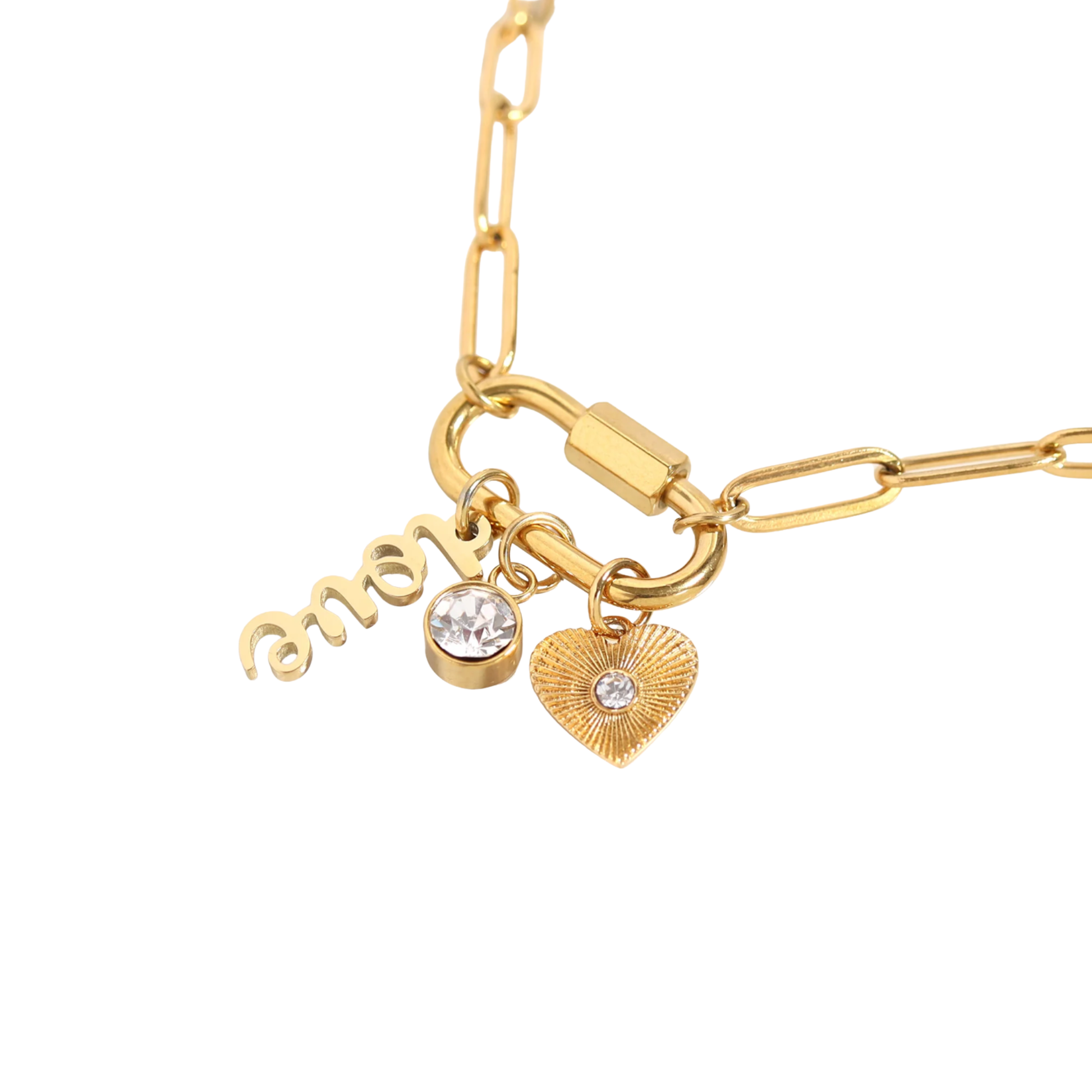 The Anchored in Love-Paperclip Charm Love Necklace
