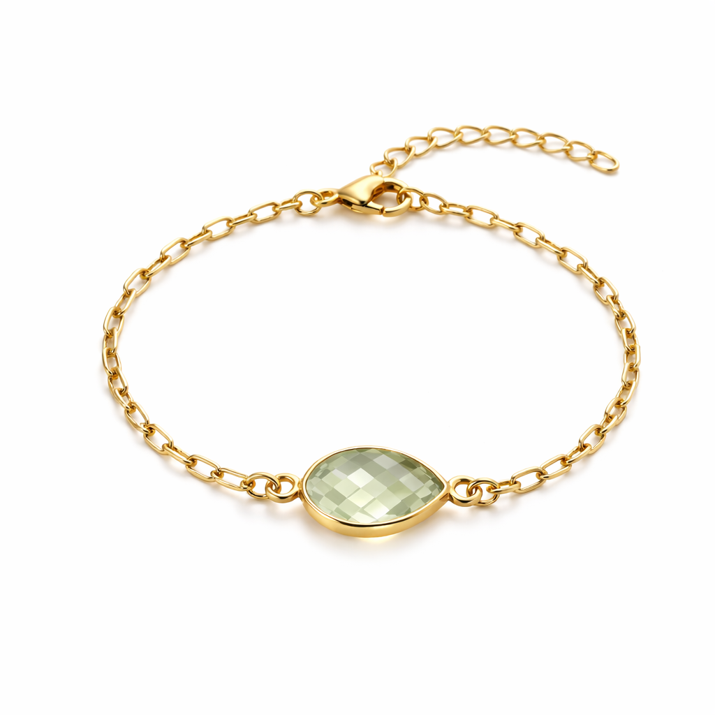 Prasiolite Faceted Teardrop Link