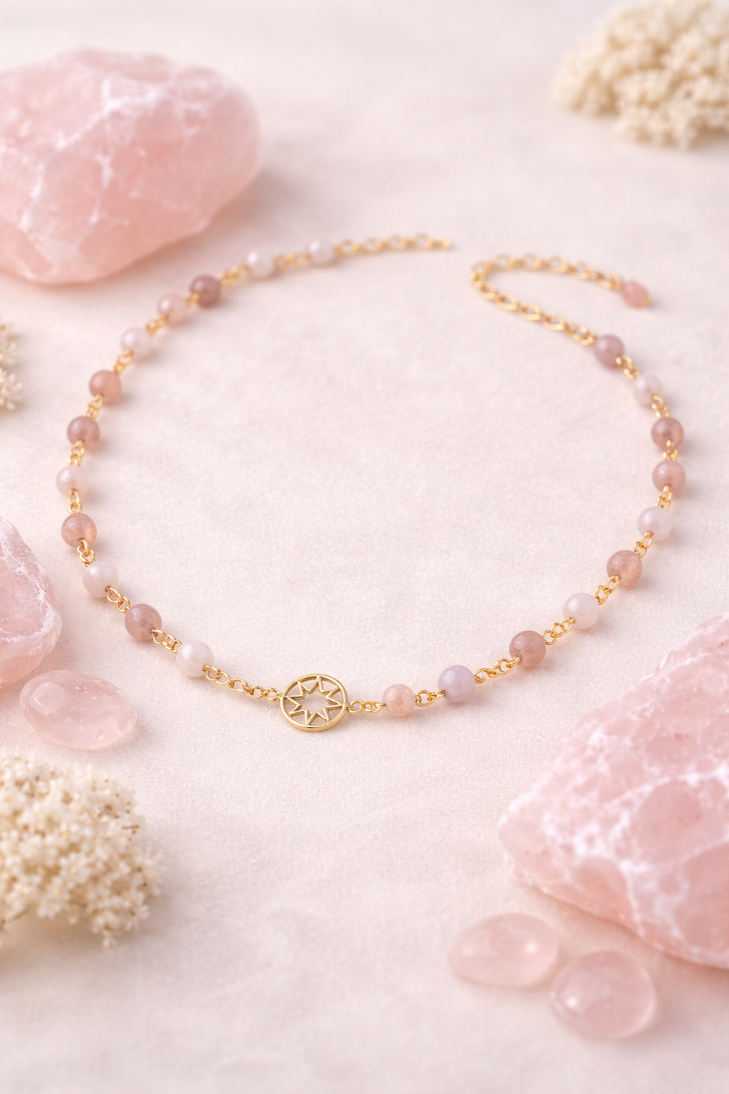 Madagascar Rose Quartz Starburst Necklace