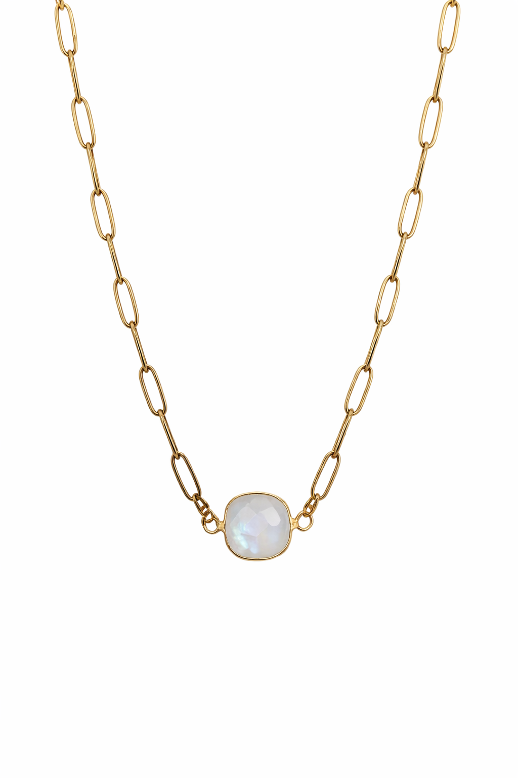 Heart of the Moon- Rainbow Moonstone 18k Gold Necklace