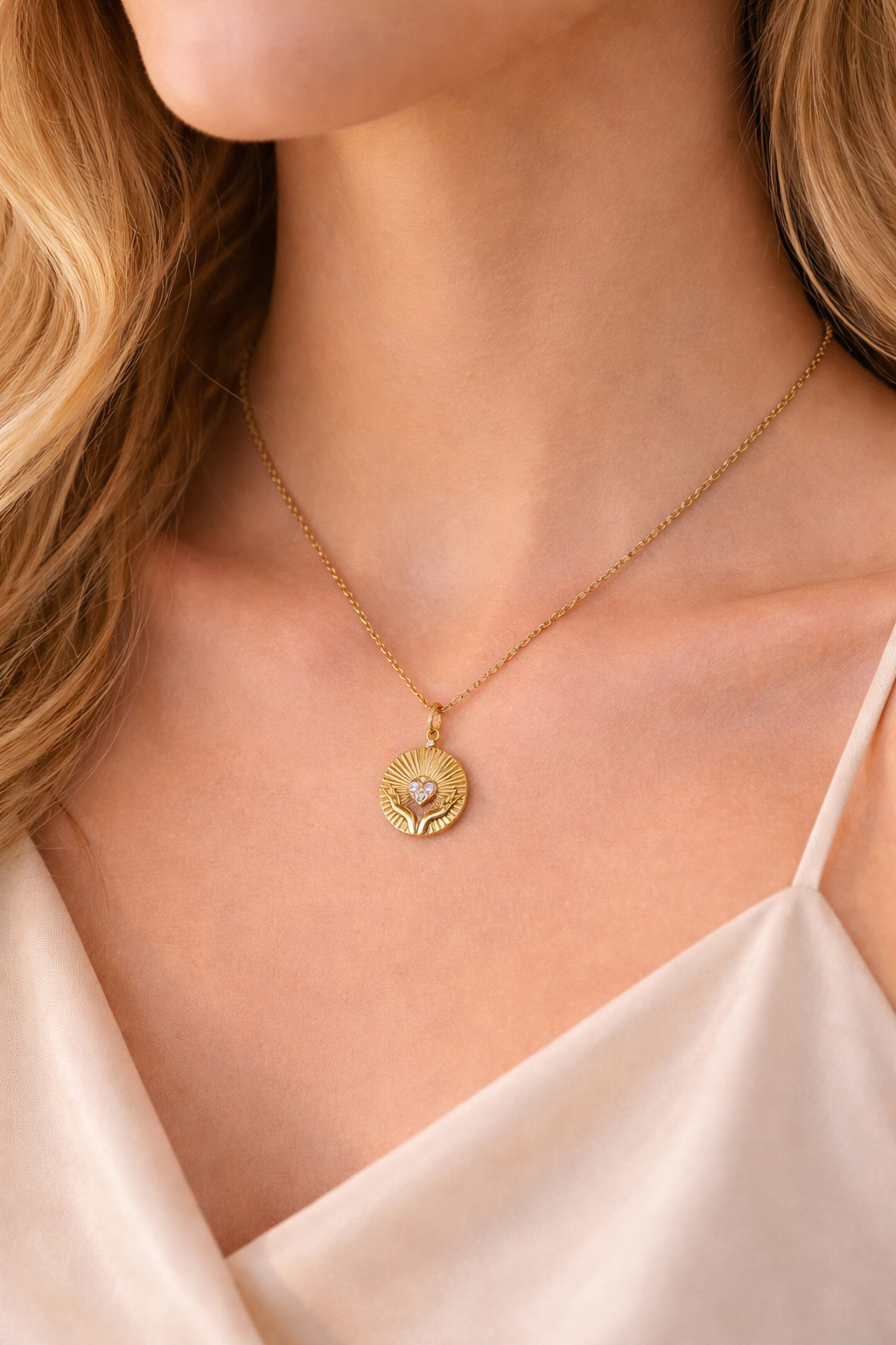 Open Heart Radiance Necklace – 18K Gold Plated