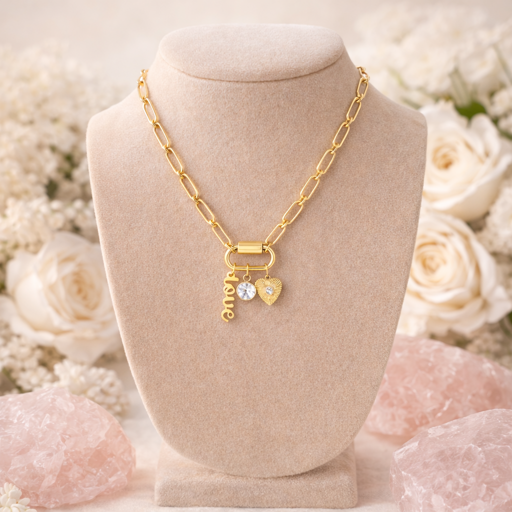 The Anchored in Love-Paperclip Charm Love Necklace