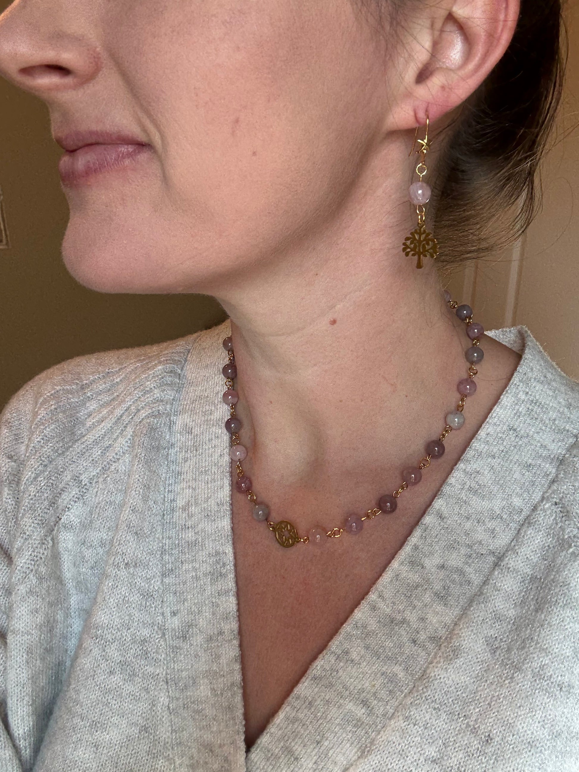 Pre-Order: Madagascar Rose Quartz Starburst Necklace