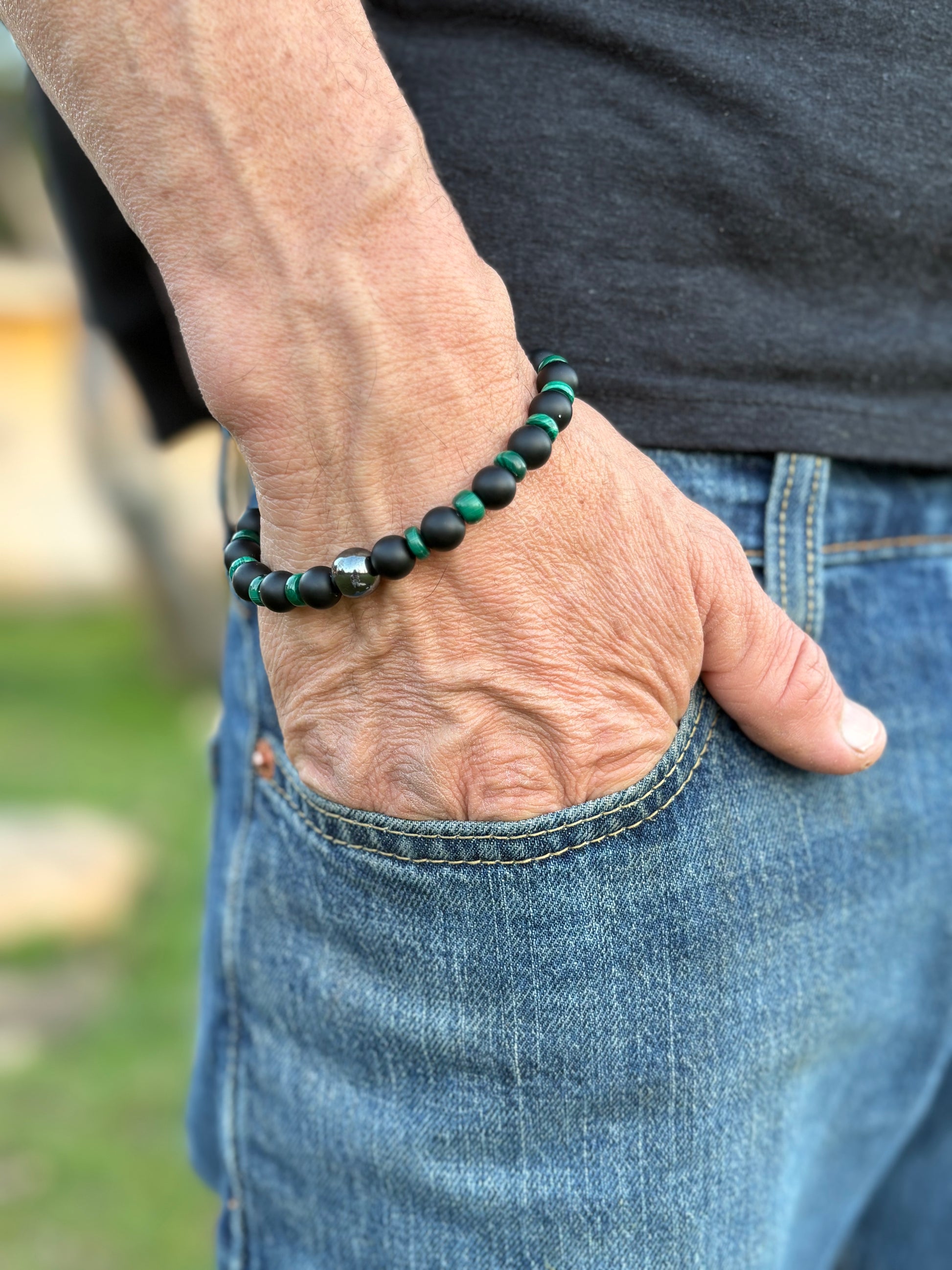 Malachite and Black Onyx Bracelet