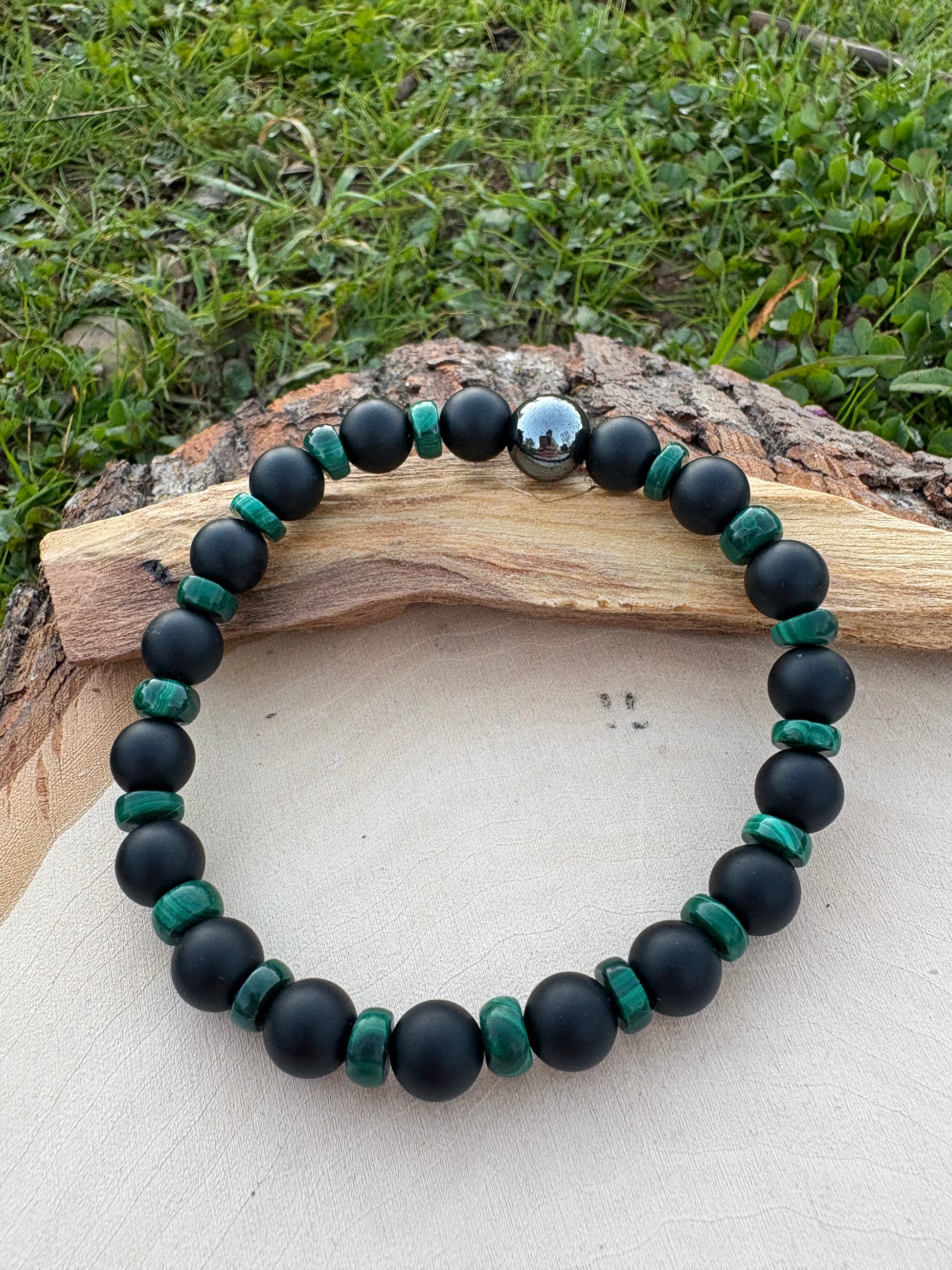 Malachite and Black Onyx Bracelet