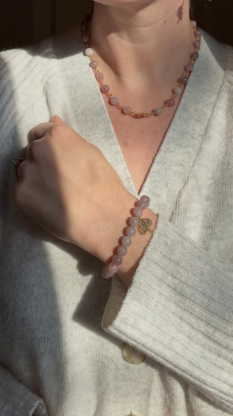 Pre-Order: Madagascar Rose Quartz Tree of Life Bracelet