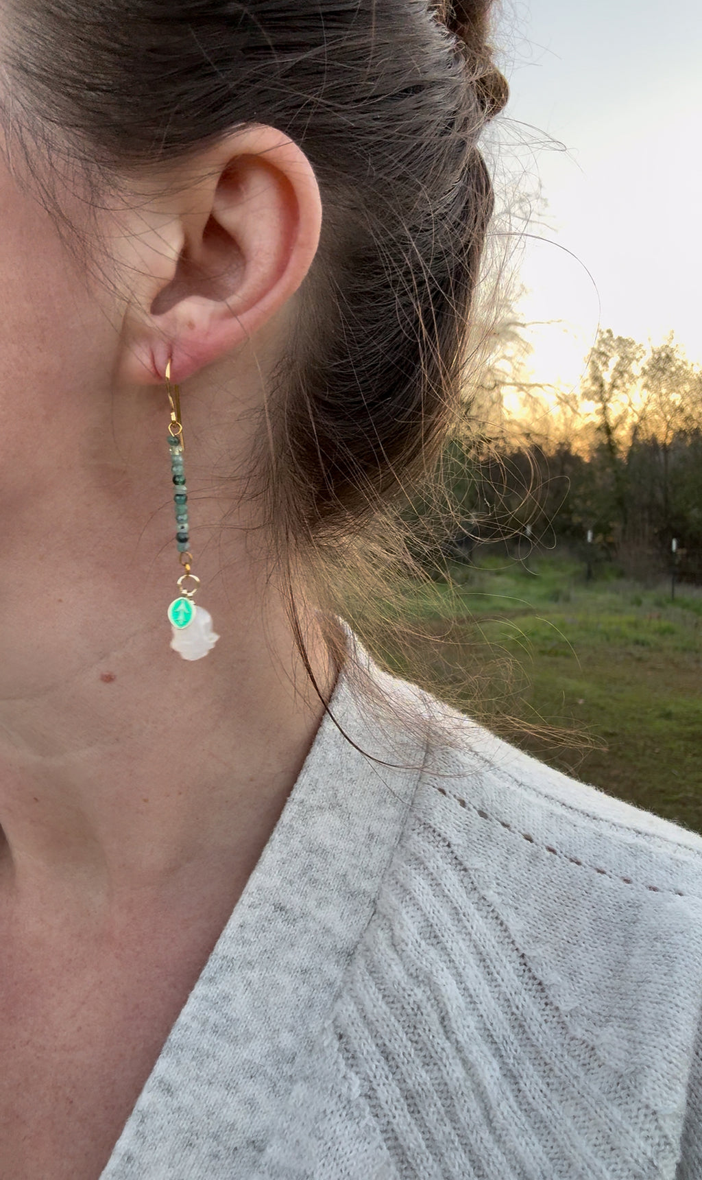 Emerald Rose Drop Earrings