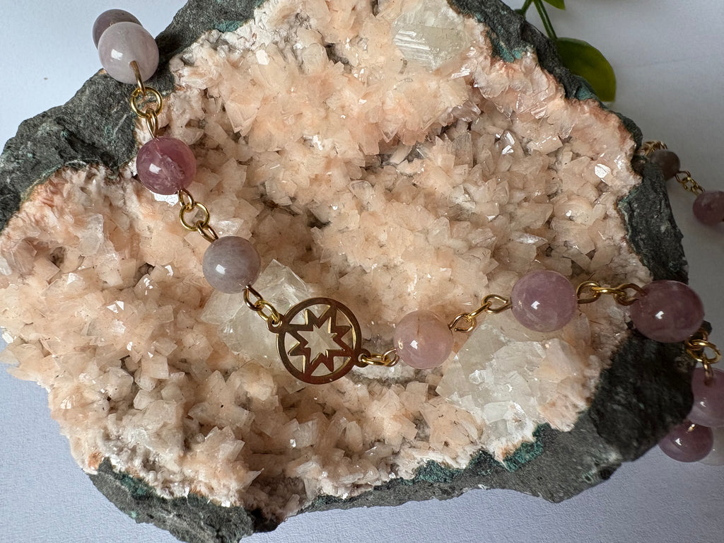 Pre-Order: Madagascar Rose Quartz Starburst Necklace
