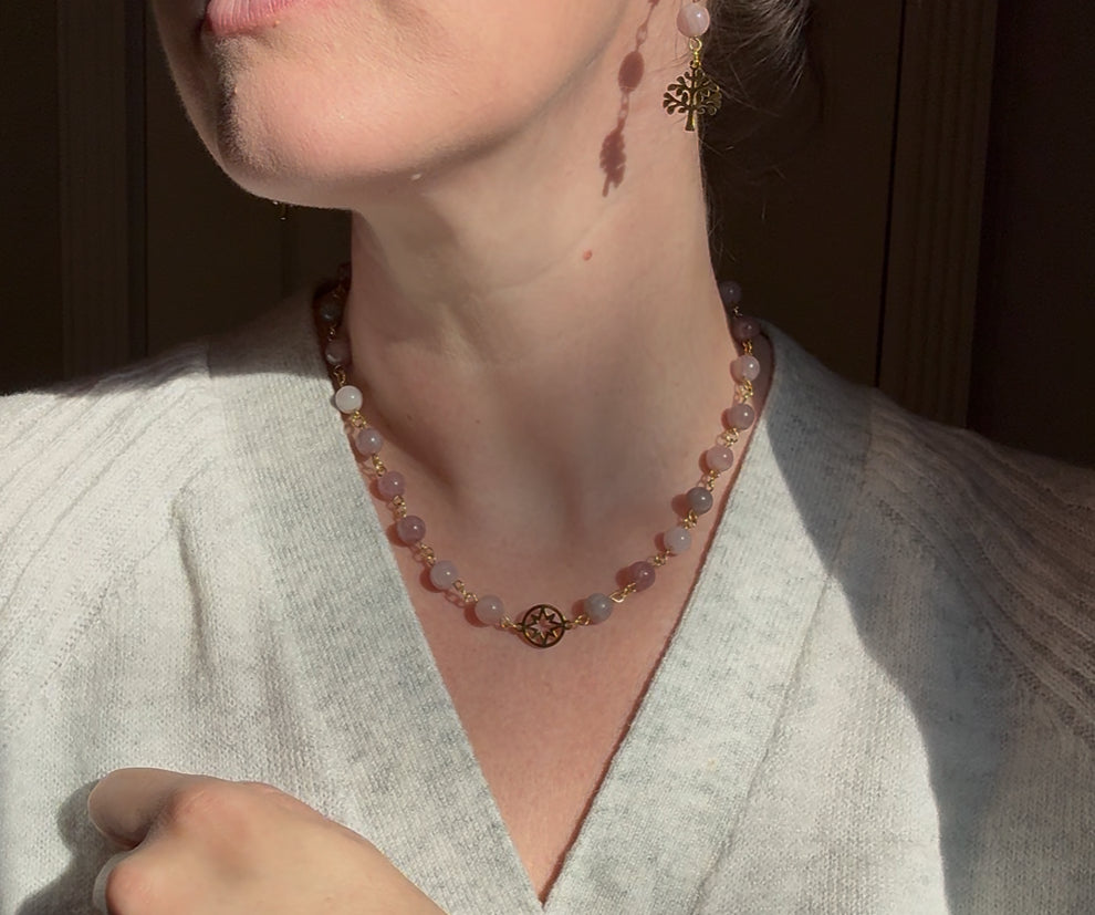 Pre-Order: Madagascar Rose Quartz Starburst Necklace