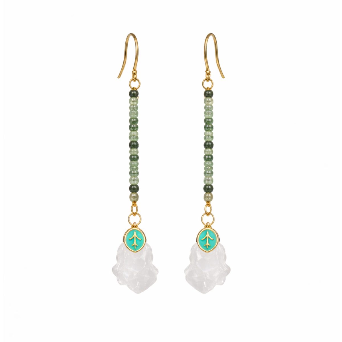 Emerald Rose Drop Earrings