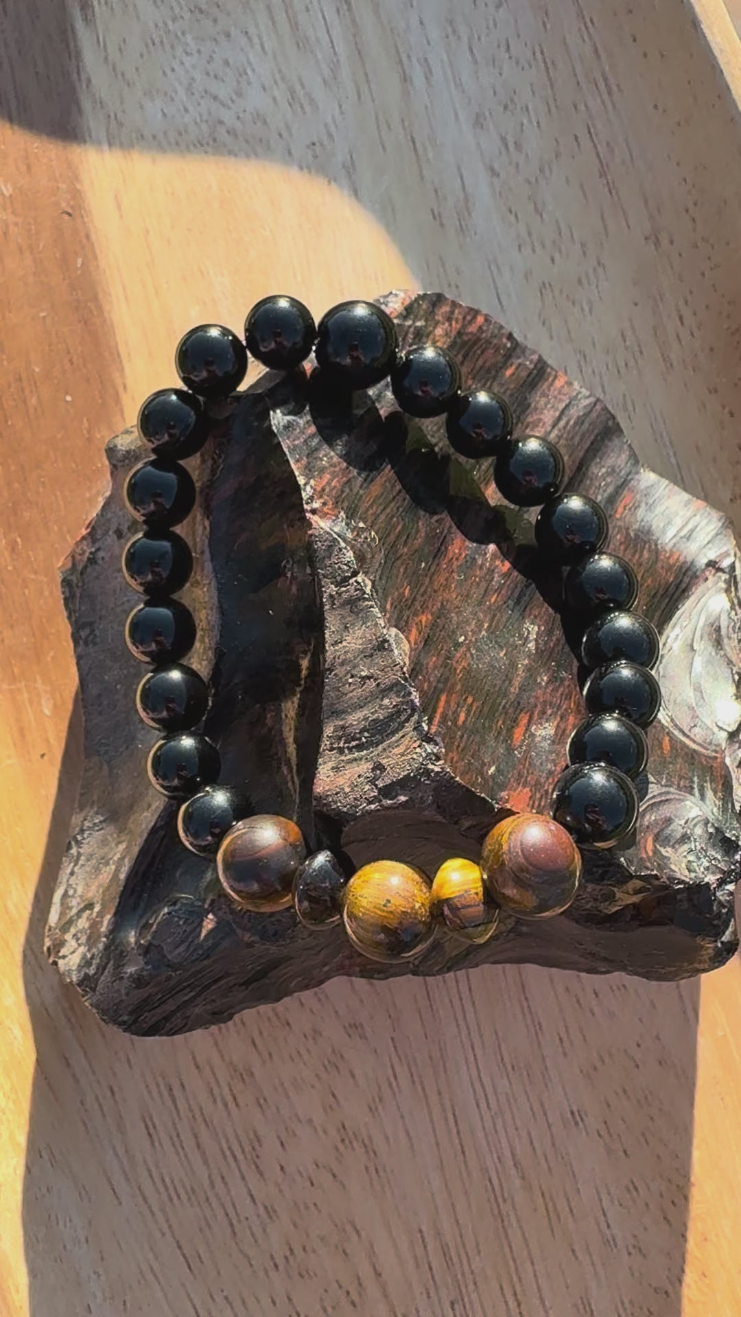 Black Tourmaline and Tigers ye Bracelet 